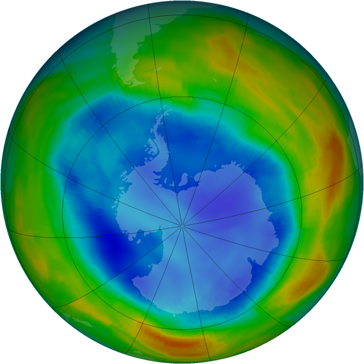 Antarctic ozone map for 16 August 1996